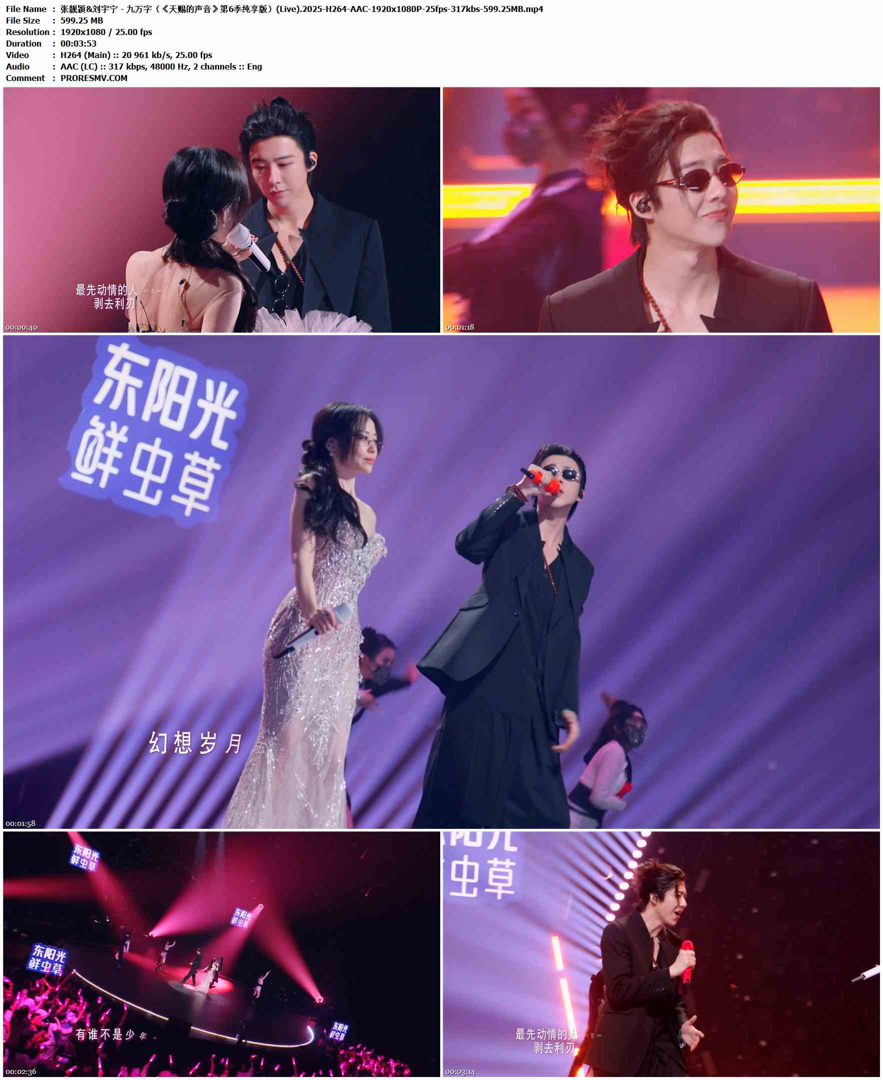 张靓颖&刘宇宁 - 九万字（《天赐的声音》第6季纯享版）(Live).2025-H264-AAC-1920x1080P-25fps-317kbs-599.25MB官方MV_高清MV